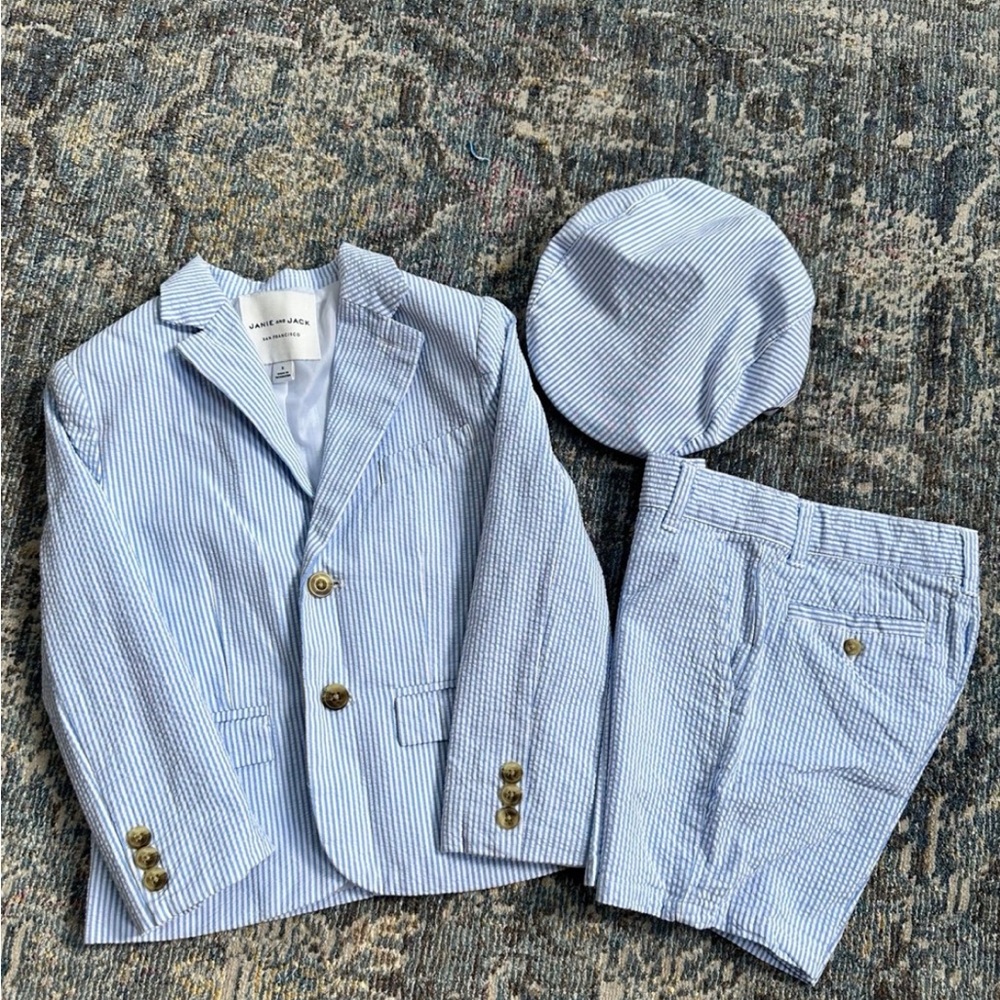 Janie and Jack Blue Seersucker Suit Size 5